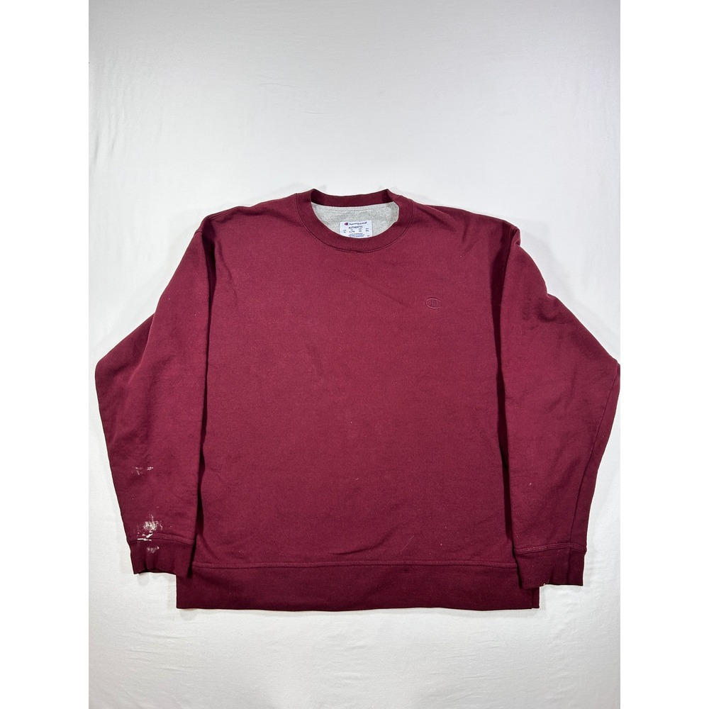 Champion Authentic Mens XL Burgundy Maroon Crewneck Sweatshirt Embroidered Logo
